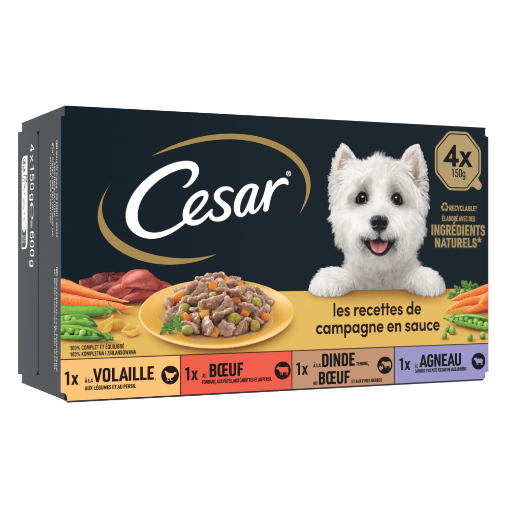 CESAR® Barquettes - Les Recettes De Campagne En Sauce 4 & 8 X 150g - 1