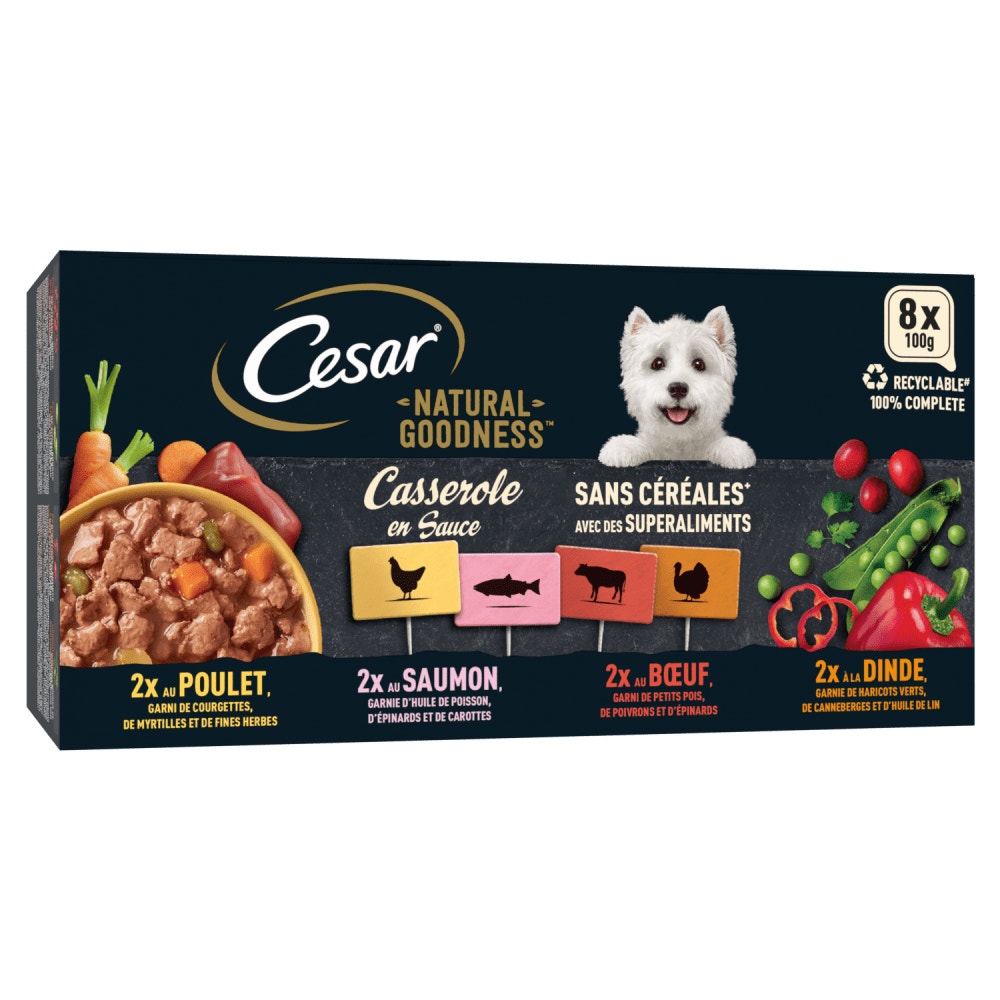CESAR® Barquette NATURAL GOODNESS™ Casserole en sauce 4 variétés 8x100g - 1