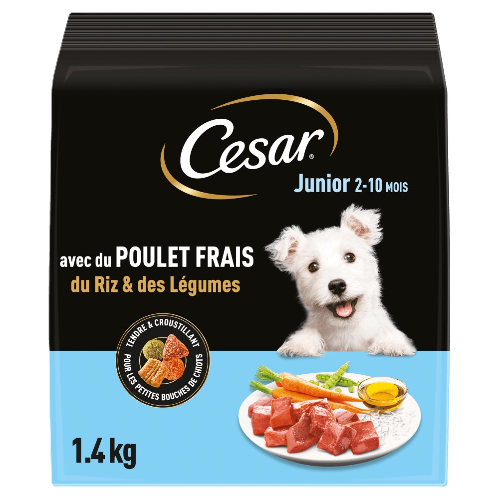 CESAR® Croquettes Junior petite taille au poulet frais 1.4kg - 1