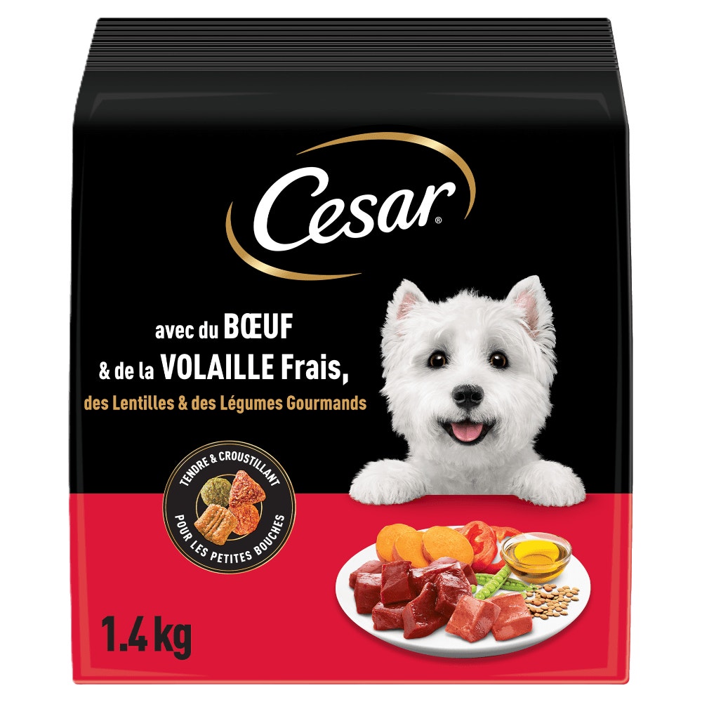 CESAR® Croquettes Adultes petite taille au Bœuf et Volaille fraîche 1.4kg - 1
