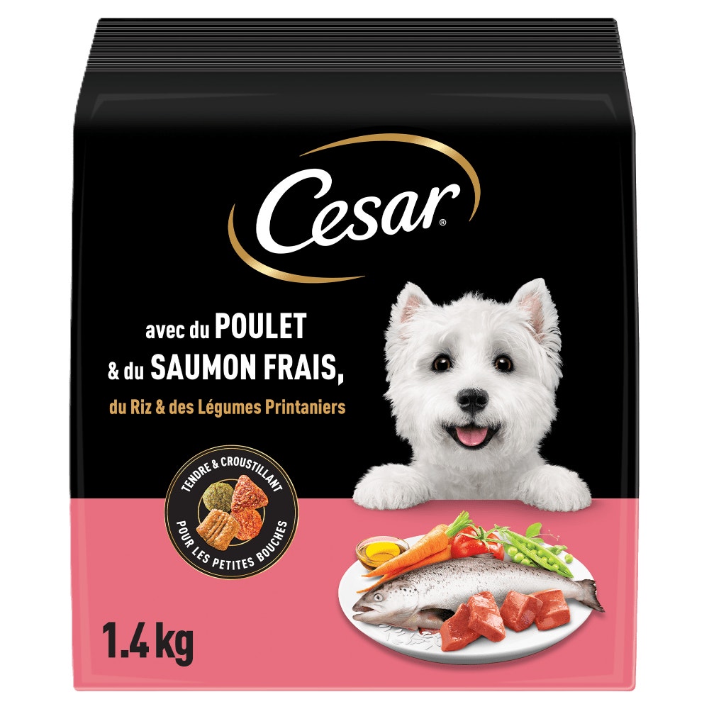 CESAR® Croquettes Adultes petite taille au Poulet et Saumon frais 1.4kg & 7kg - 1